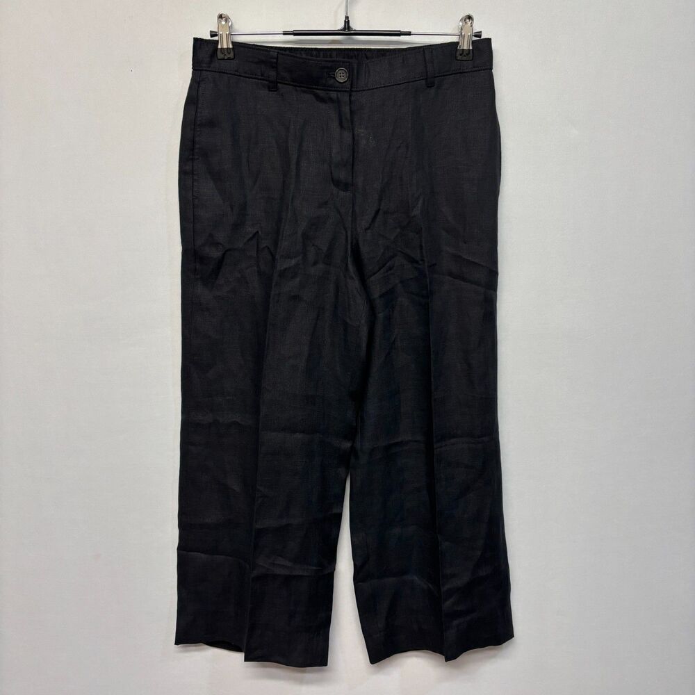 NWT J Crew Women 100% Linen Wide Leg Cropped Pants Size Small D032 -21